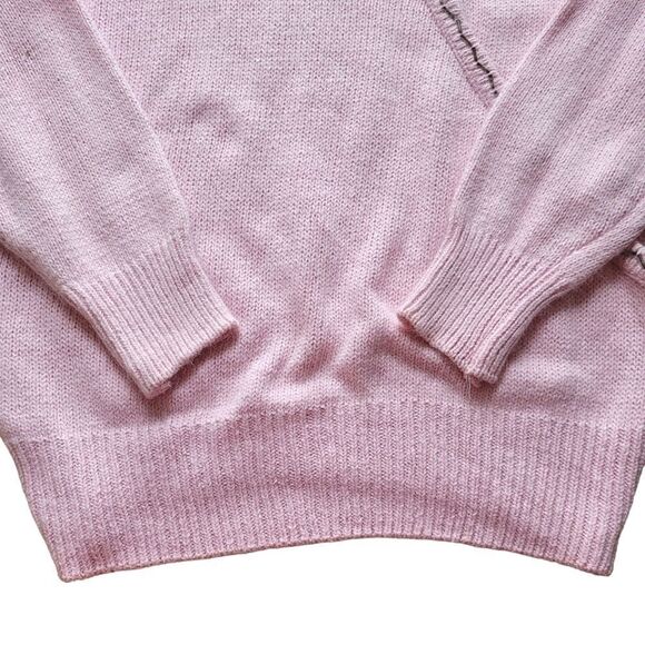 Vintage Coquette Fluffy Fuzzy Angora Rabbit & Silk Beaded Sweater Size Large - Picture 5 of 9